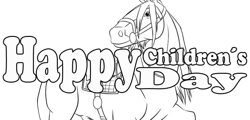 Online coloring book: Childrens day horse coloring book